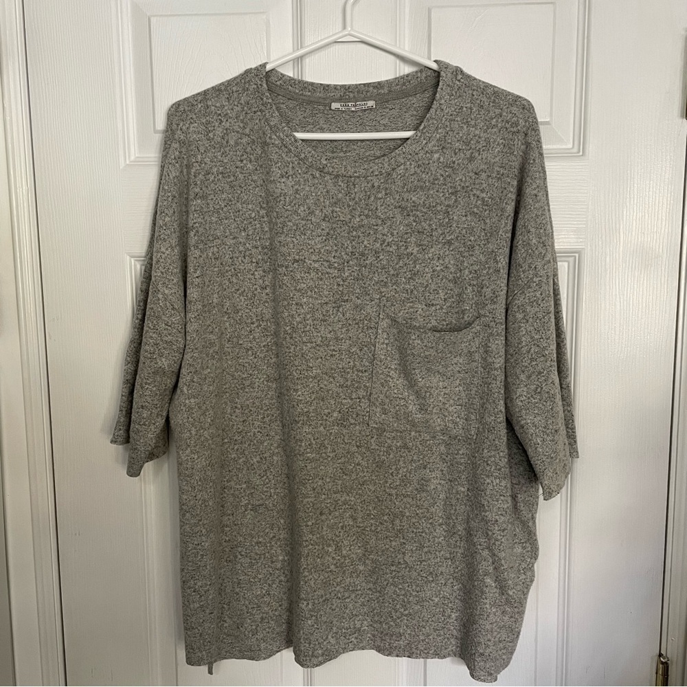 Zara Grey Comfy Oversized T Shirt Small